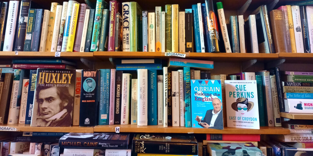 Some of the wonderful books available at the Alsager Book Emporium.