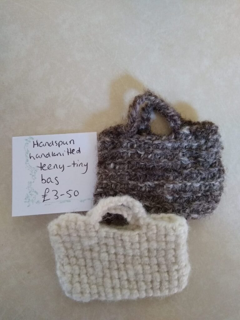 Shop Item-Craft Items-Handspun Handknitted Tiny Wool Bags