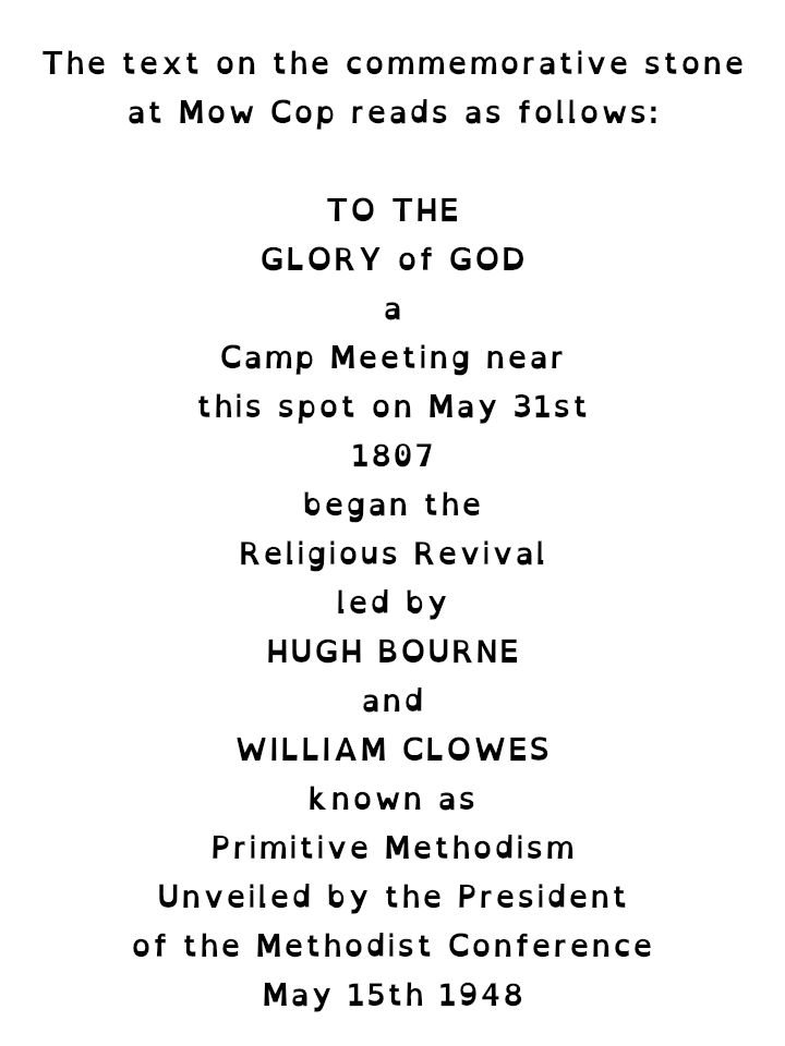 The text on the Mow Cop Commemorative Stone